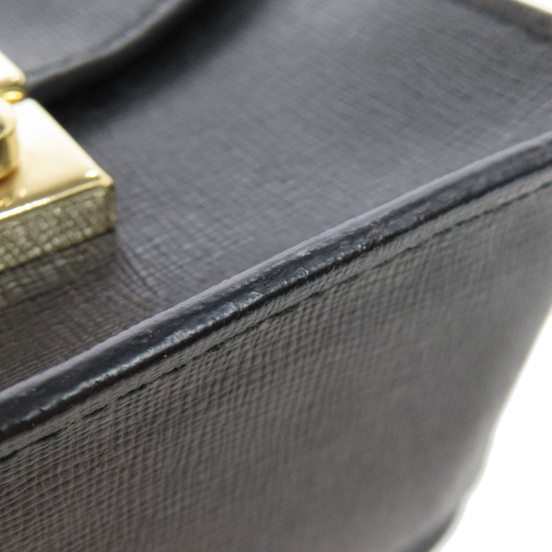 Furla Shoulder Bag leather black ChainShoulder Women Used Authentic