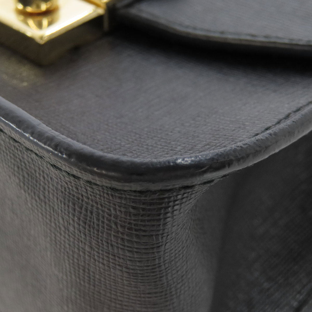 Furla Shoulder Bag leather black ChainShoulder Women Used Authentic