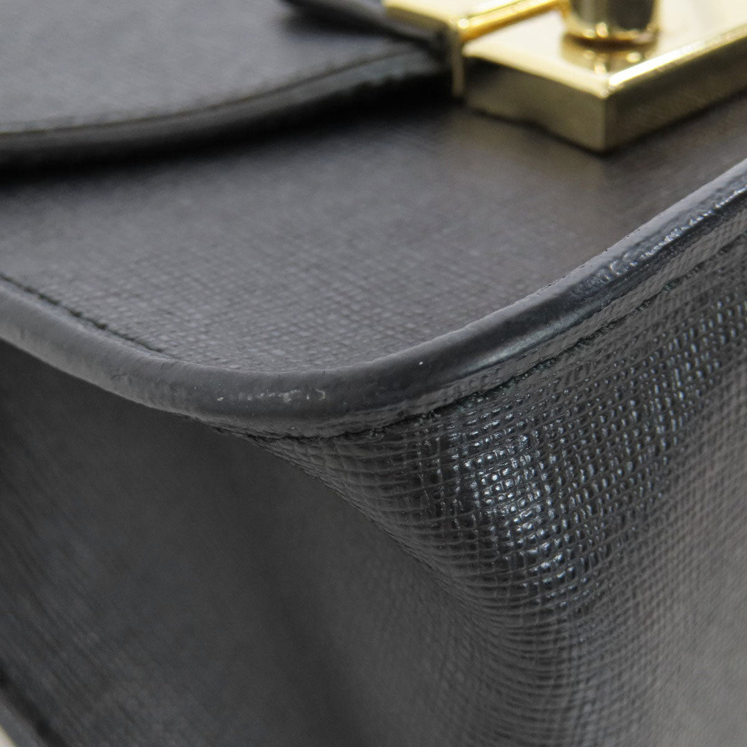 Furla Shoulder Bag leather black ChainShoulder Women Used Authentic