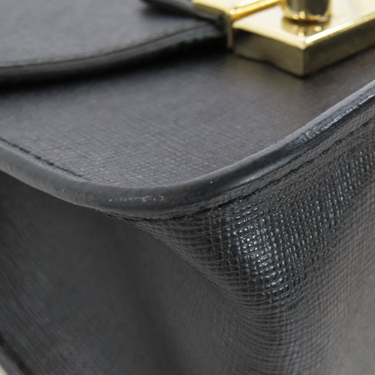 Furla Shoulder Bag leather black ChainShoulder Women Used Authentic