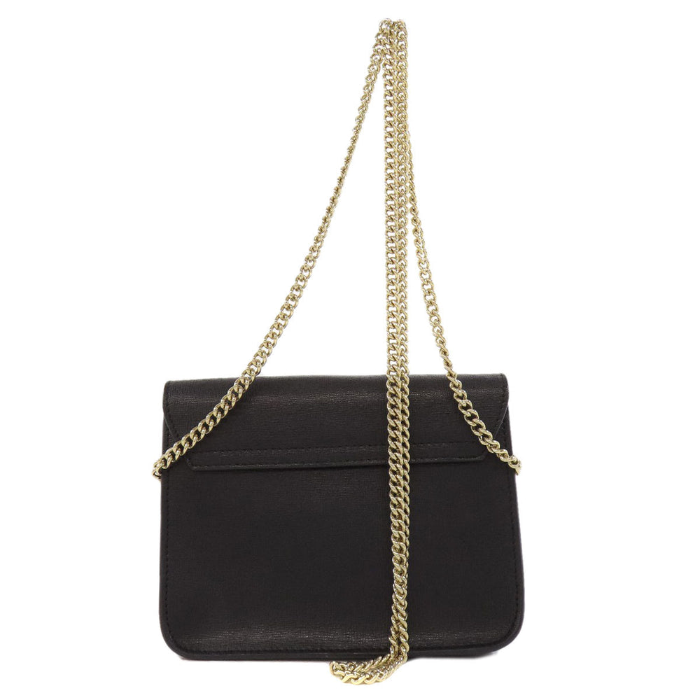 Furla Shoulder Bag leather black ChainShoulder Women Used Authentic