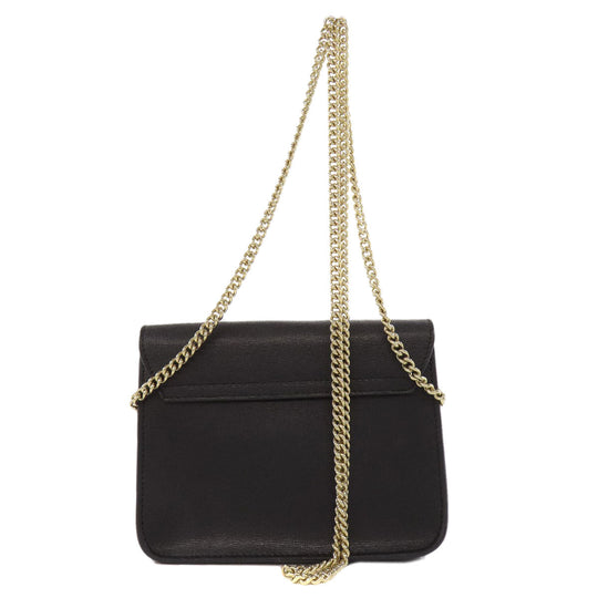 Furla Shoulder Bag leather black ChainShoulder Women Used Authentic