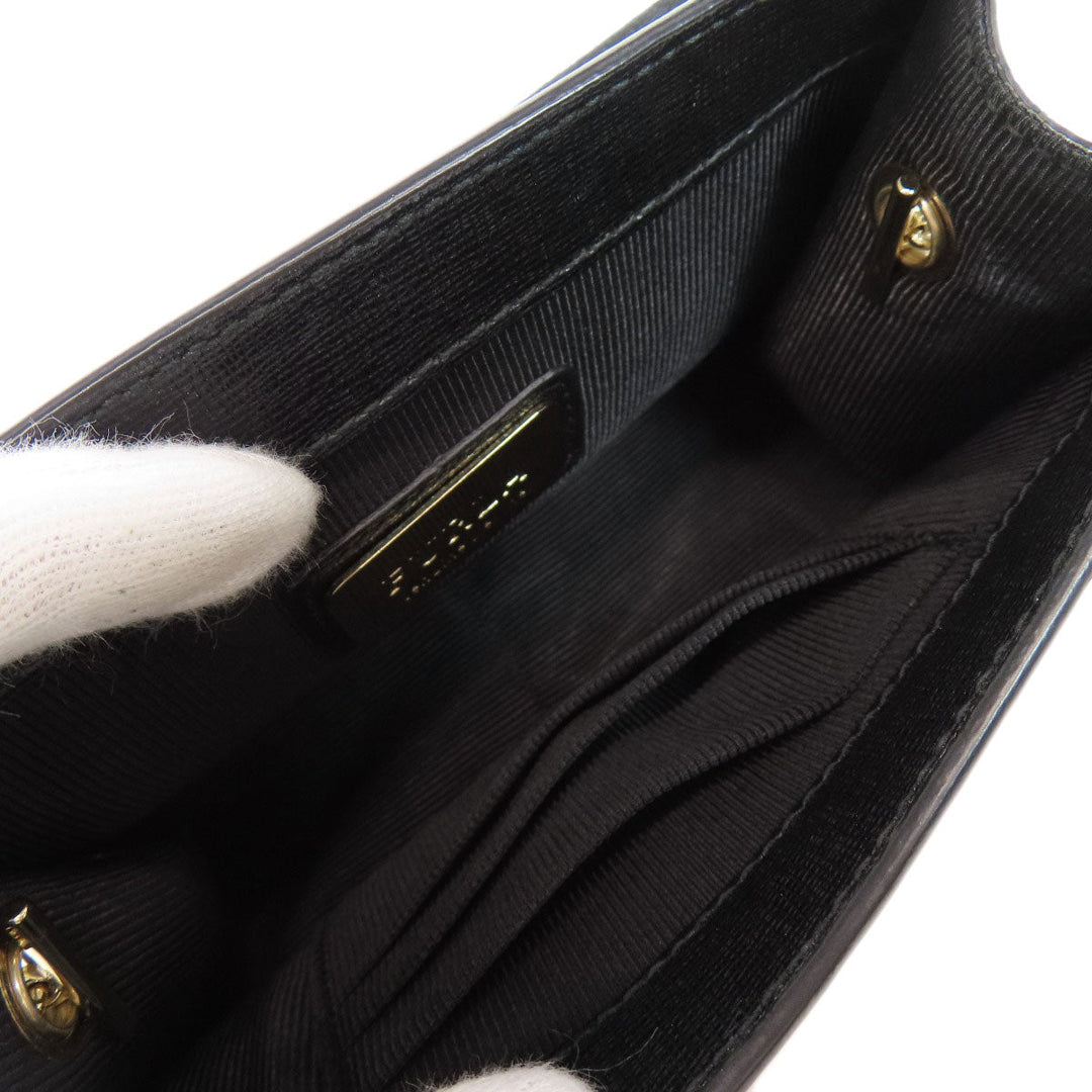 Furla Shoulder Bag leather black ChainShoulder Women Used Authentic