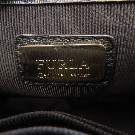 Furla Shoulder Bag leather black ChainShoulder Women Used Authentic