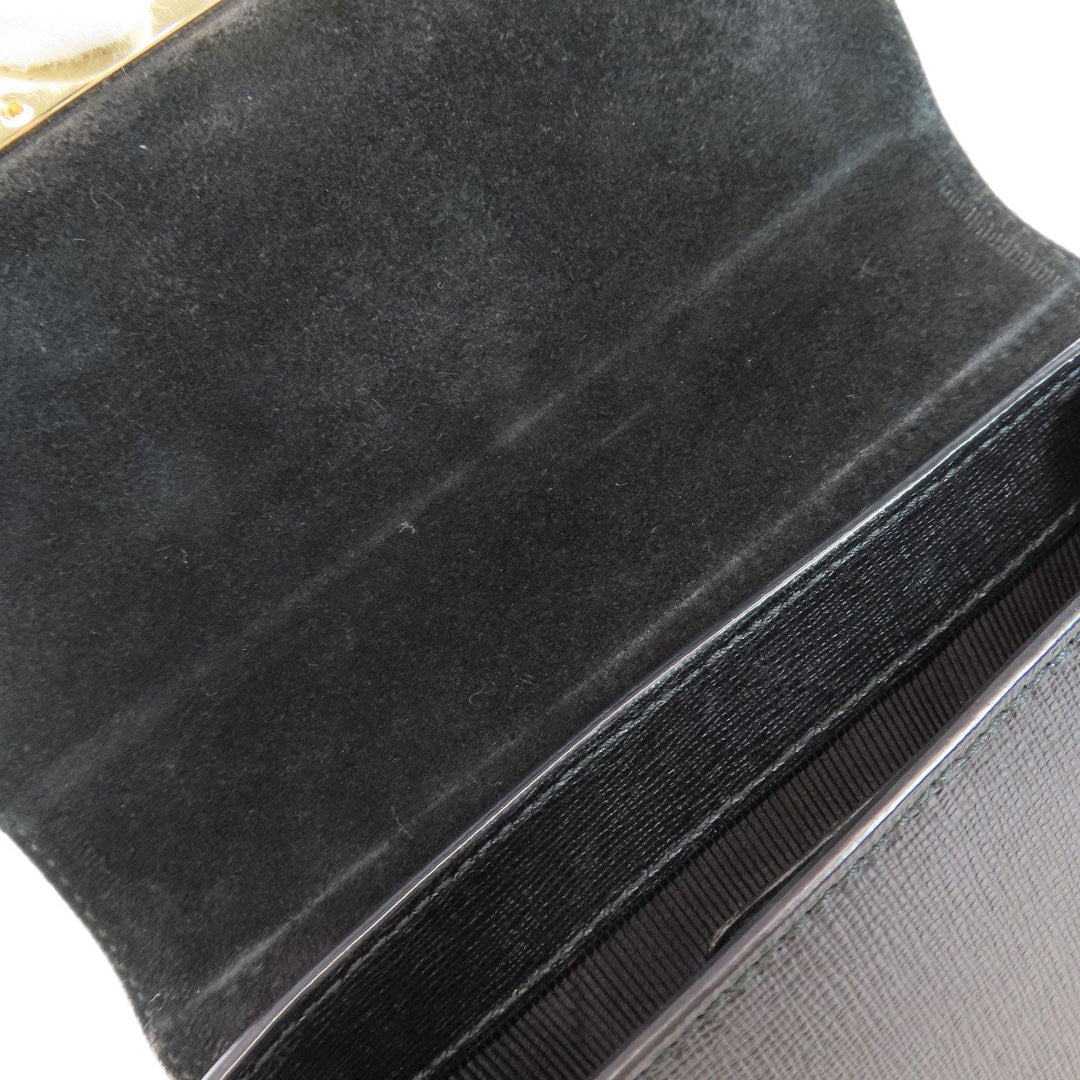 Furla Shoulder Bag leather black ChainShoulder Women Used Authentic