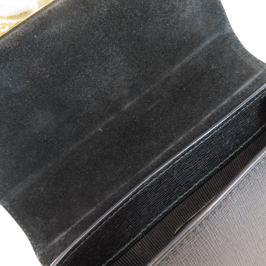 Furla Shoulder Bag leather black ChainShoulder Women Used Authentic