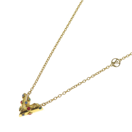 LOUIS VUITTON Necklace M68920 metallic gold Collier Essential V Planet Women Used Authentic