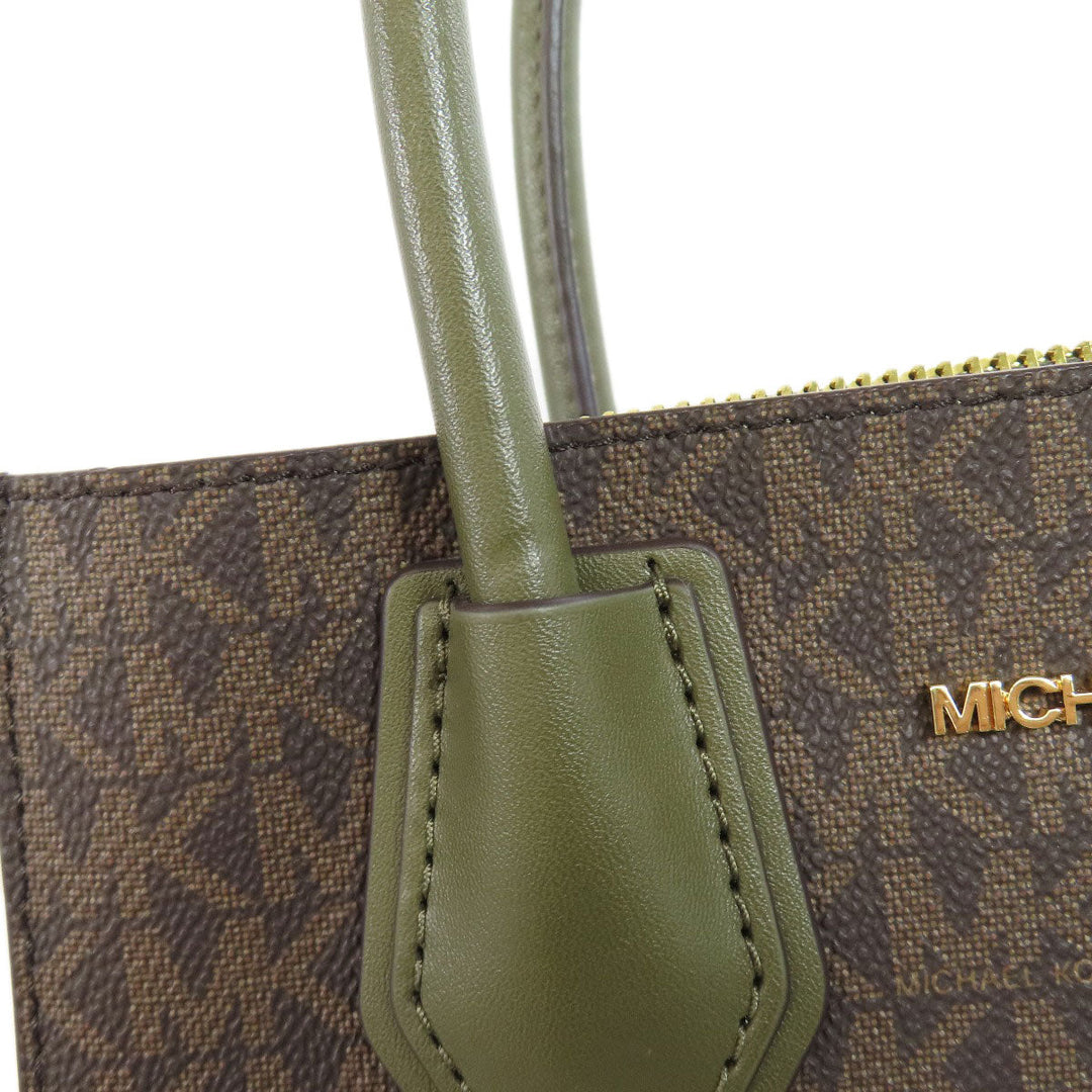 MICHAEL KORS Handbag PVC Brown MK Signature 2WAY Women Used Authentic