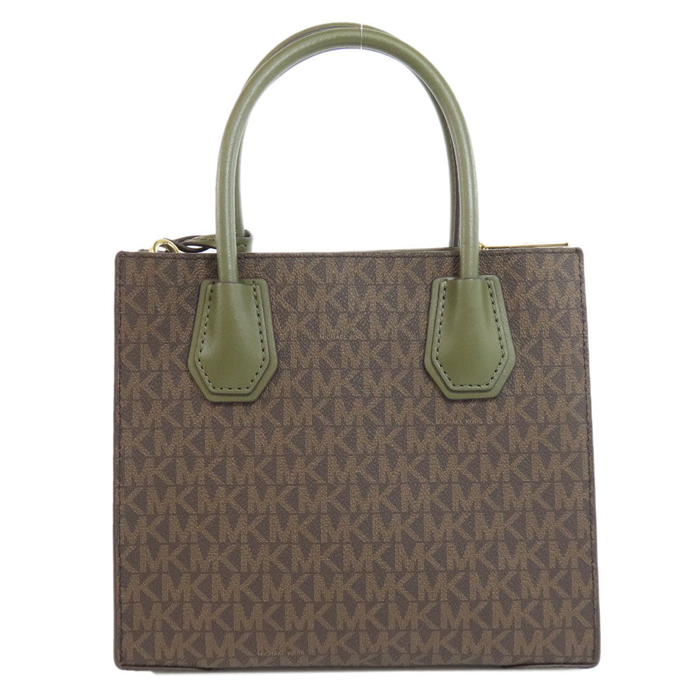 MICHAEL KORS Handbag PVC Brown MK Signature 2WAY Women Used Authentic