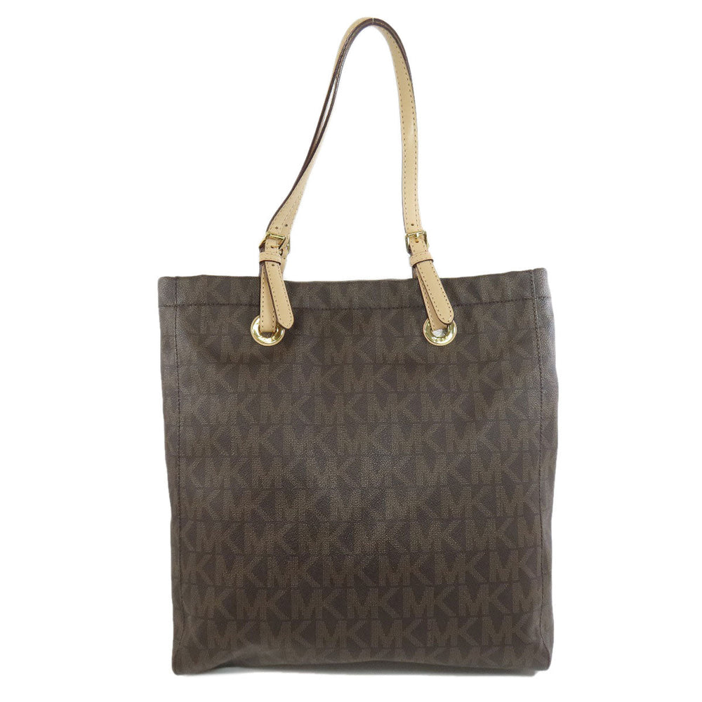 MICHAEL KORS Tote Bag PVC Brown MK signature Women Used Authentic