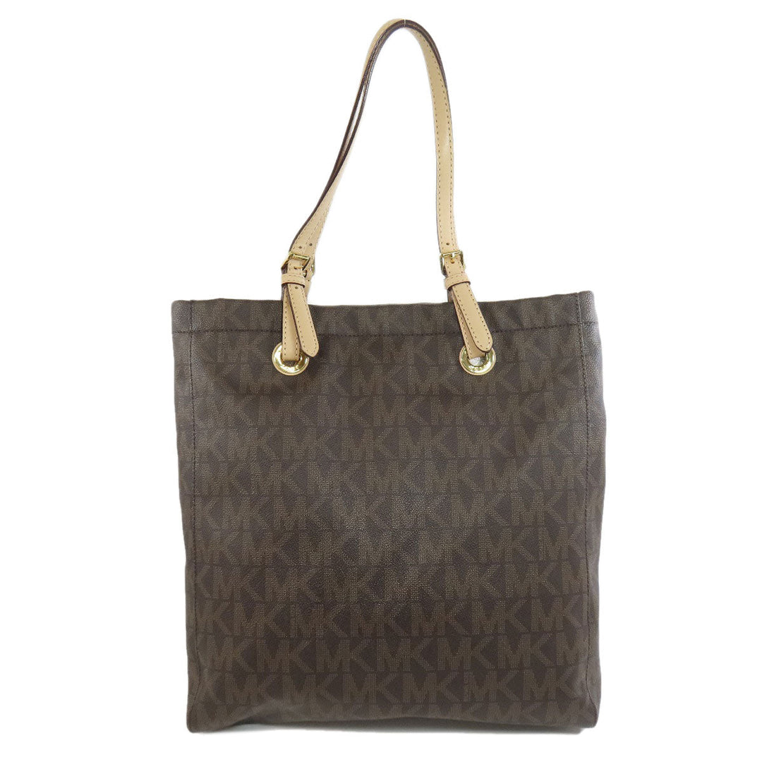 MICHAEL KORS Tote Bag PVC Brown MK signature Women Used Authentic