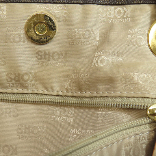 MICHAEL KORS Tote Bag PVC Brown MK signature Women Used Authentic