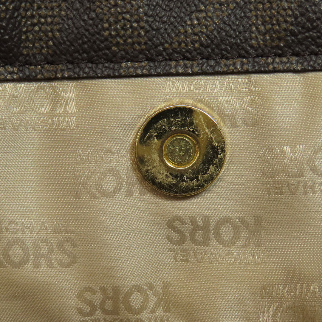 MICHAEL KORS Tote Bag PVC Brown MK signature Women Used Authentic