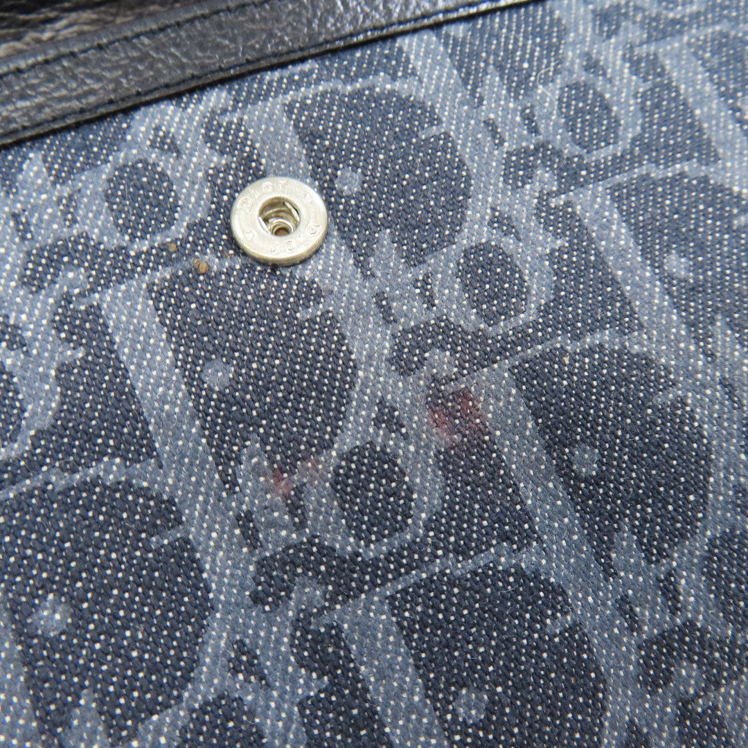 Christian Dior Long Wallet Purse denim Navy Trotter Pattern Women Used Authentic