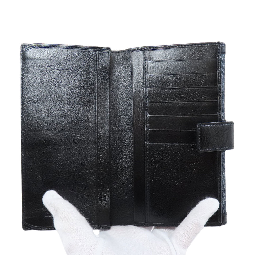 Christian Dior Long Wallet Purse denim Navy Trotter Pattern Women Used Authentic