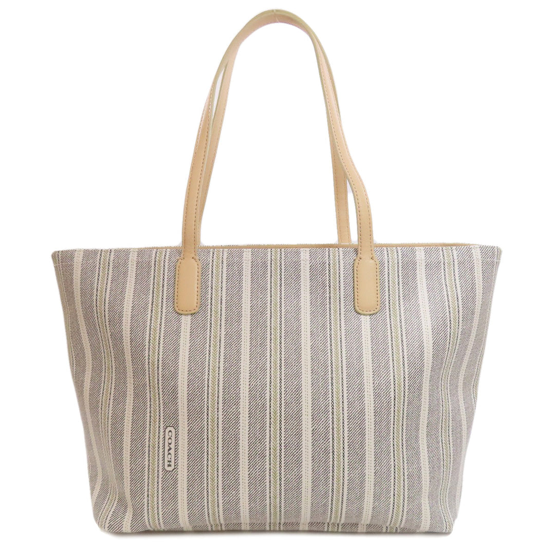 COACH Tote Bag 23108 PVC white Legacy Weekend Women Used Authentic