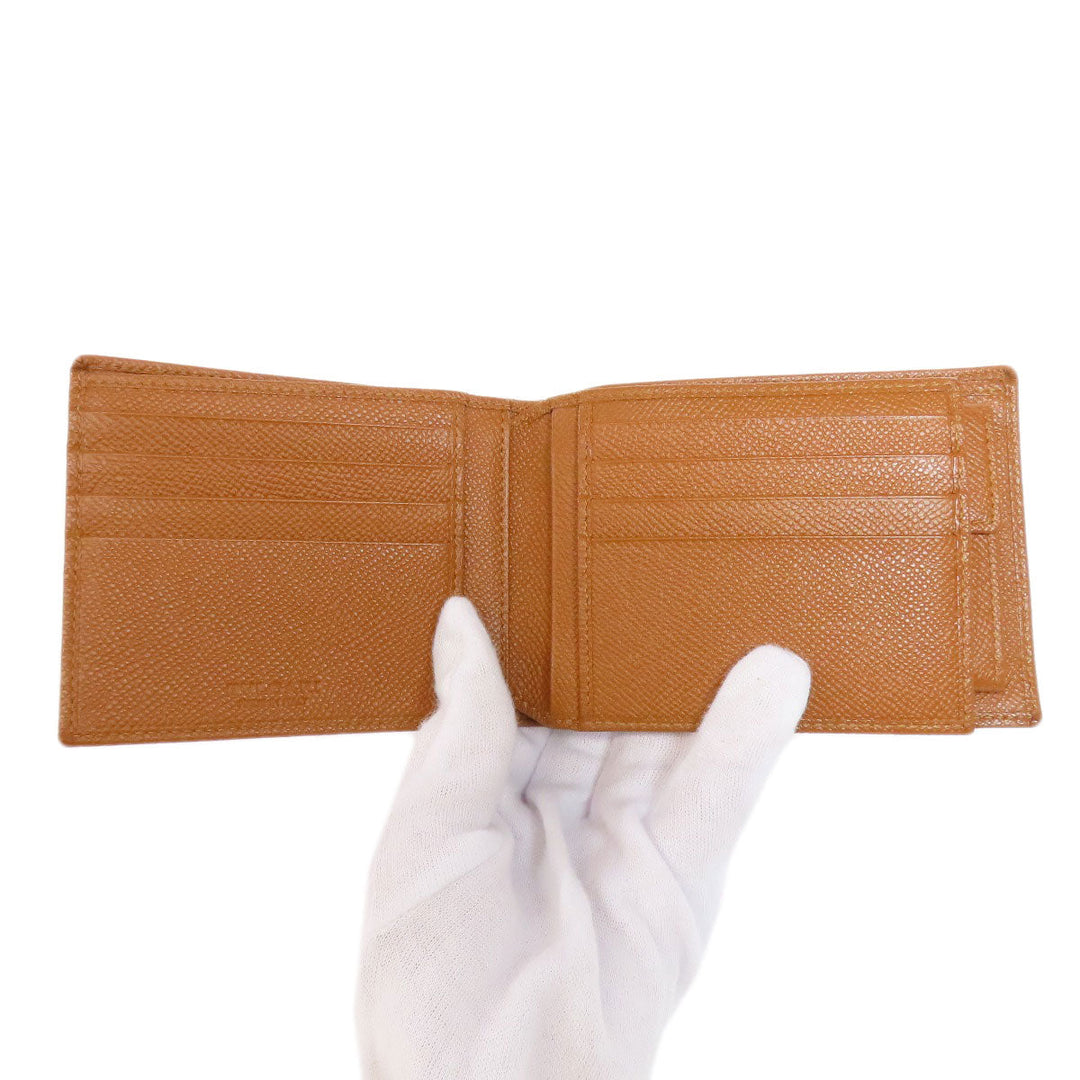 BVLGARI Bifold Wallet leather Brown logo