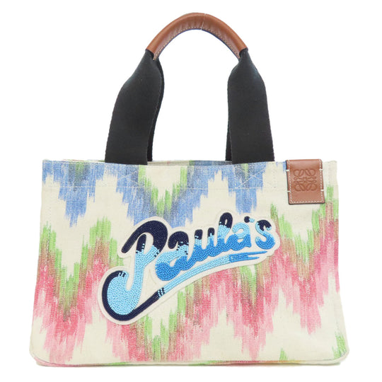LOEWE Tote Bag canvas white Paula's Ibiza Women Used Authentic