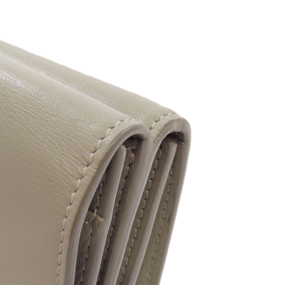 CELINE Bifold Wallet leather green Tri-fold wallet Women Used Authentic
