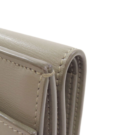 CELINE Bifold Wallet leather green Tri-fold wallet Women Used Authentic
