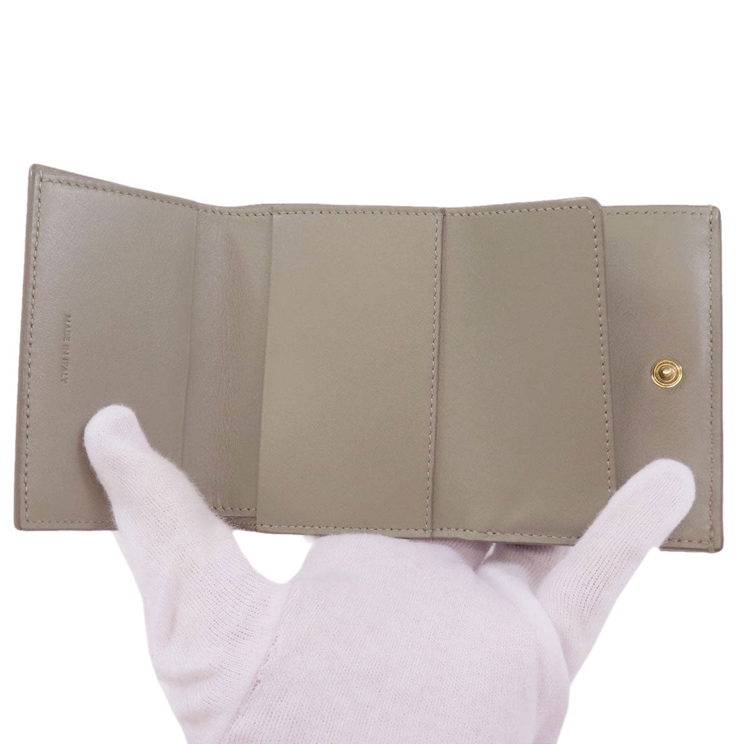 CELINE Bifold Wallet leather green Tri-fold wallet Women Used Authentic