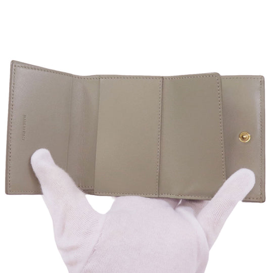 CELINE Bifold Wallet leather green Tri-fold wallet Women Used Authentic
