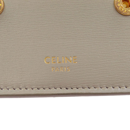 CELINE Bifold Wallet leather green Tri-fold wallet Women Used Authentic