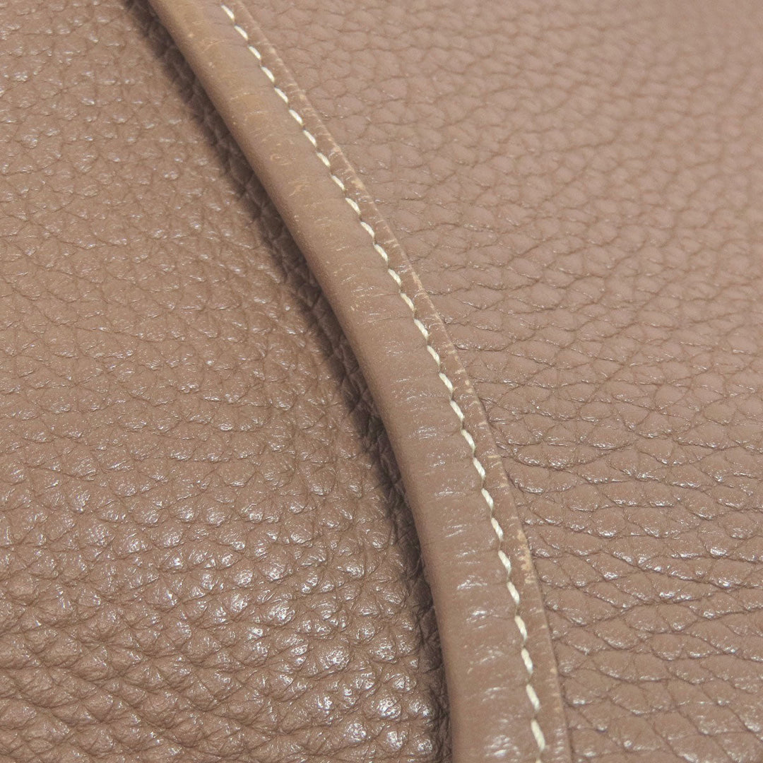 HERMES Shoulder Bag Taurillon Clemence Brown Evelyn 3PM Etop SilverMetal Women Used Authentic