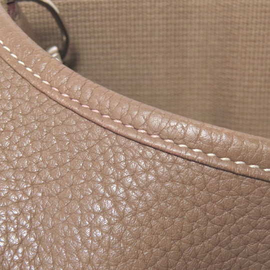 HERMES Shoulder Bag Taurillon Clemence Brown Evelyn 3PM Etop SilverMetal Women Used Authentic