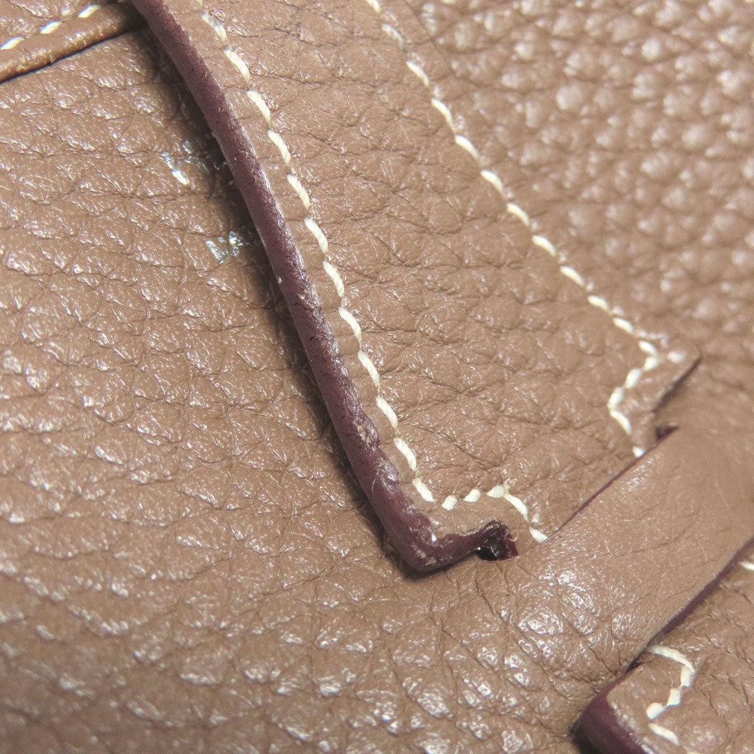 HERMES Shoulder Bag Taurillon Clemence Brown Evelyn 3PM Etop SilverMetal Women Used Authentic