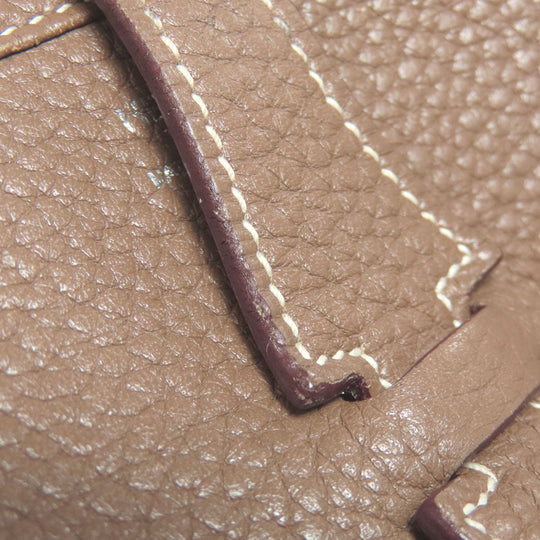 HERMES Shoulder Bag Taurillon Clemence Brown Evelyn 3PM Etop SilverMetal Women Used Authentic