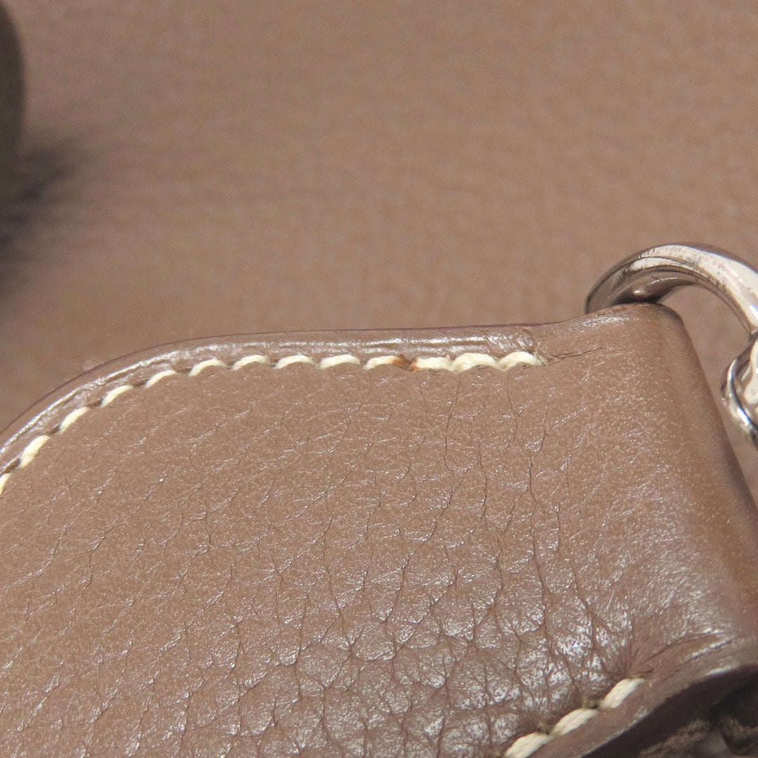 HERMES Shoulder Bag Taurillon Clemence Brown Evelyn 3PM Etop SilverMetal Women Used Authentic