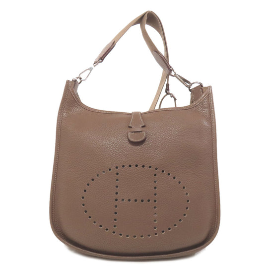 HERMES Shoulder Bag Taurillon Clemence Brown Evelyn 3PM Etop SilverMetal Women Used Authentic