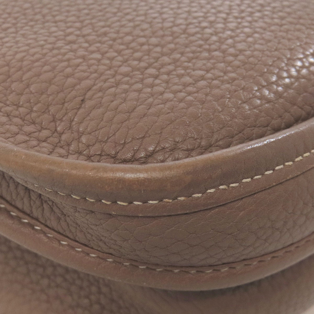 HERMES Shoulder Bag Taurillon Clemence Brown Evelyn 3PM Etop SilverMetal Women Used Authentic