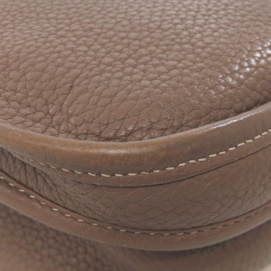 HERMES Shoulder Bag Taurillon Clemence Brown Evelyn 3PM Etop SilverMetal Women Used Authentic