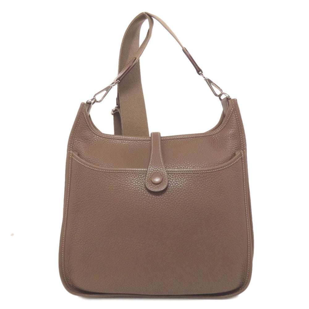 HERMES Shoulder Bag Taurillon Clemence Brown Evelyn 3PM Etop SilverMetal Women Used Authentic