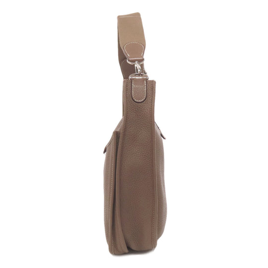 HERMES Shoulder Bag Taurillon Clemence Brown Evelyn 3PM Etop SilverMetal Women Used Authentic