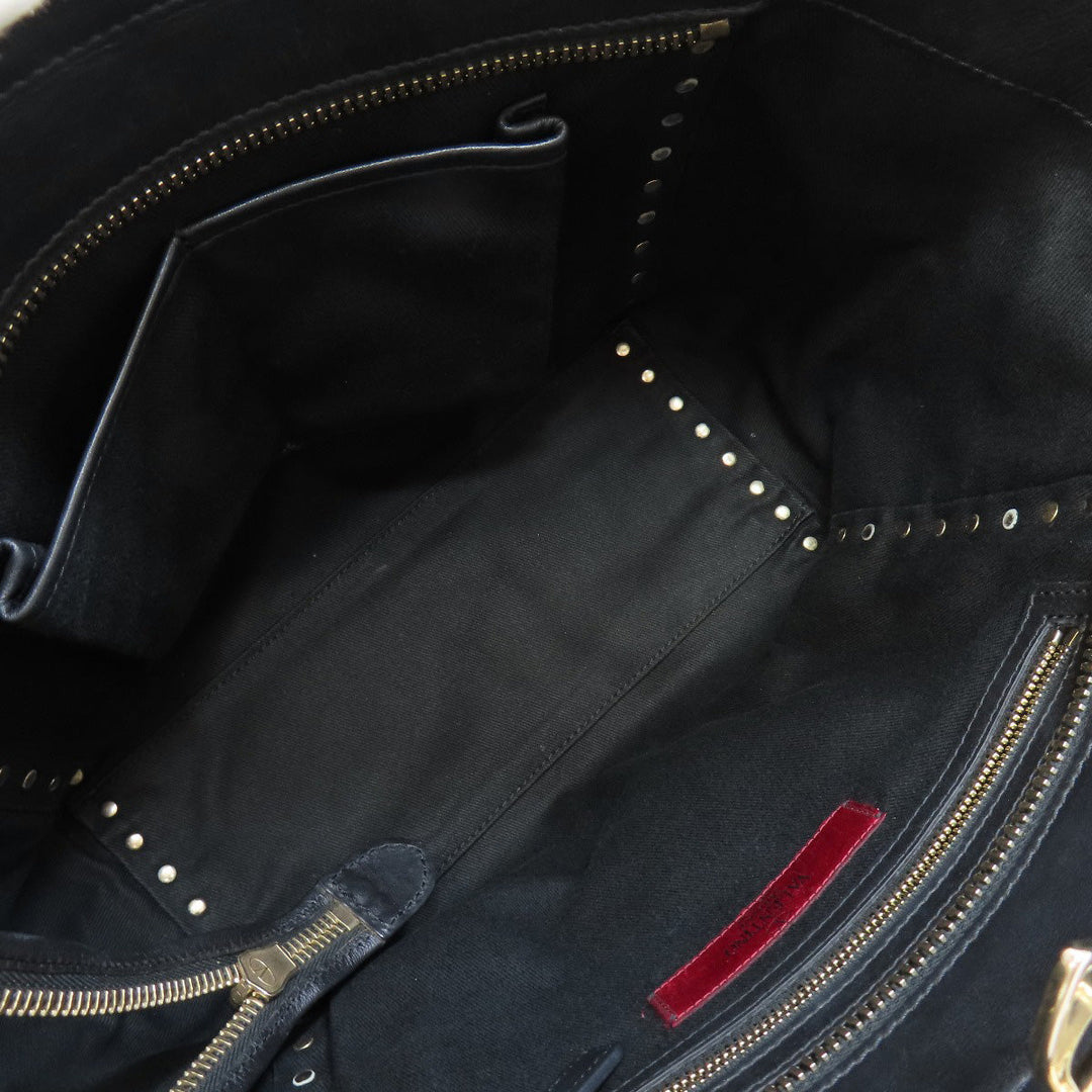 VALENTINO Handbag leather black Studs 2WAY