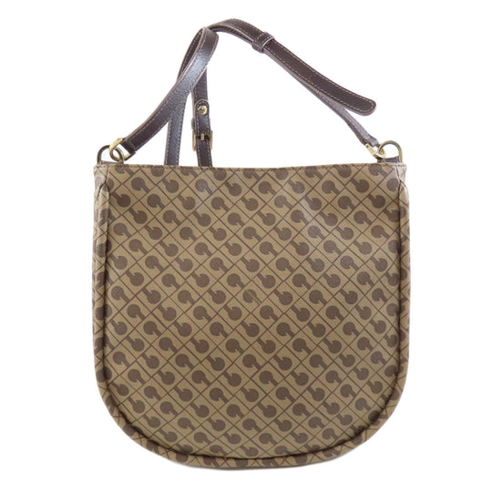GHERARDINI Shoulder Bag PVC Brown Logo motif Women Used Authentic