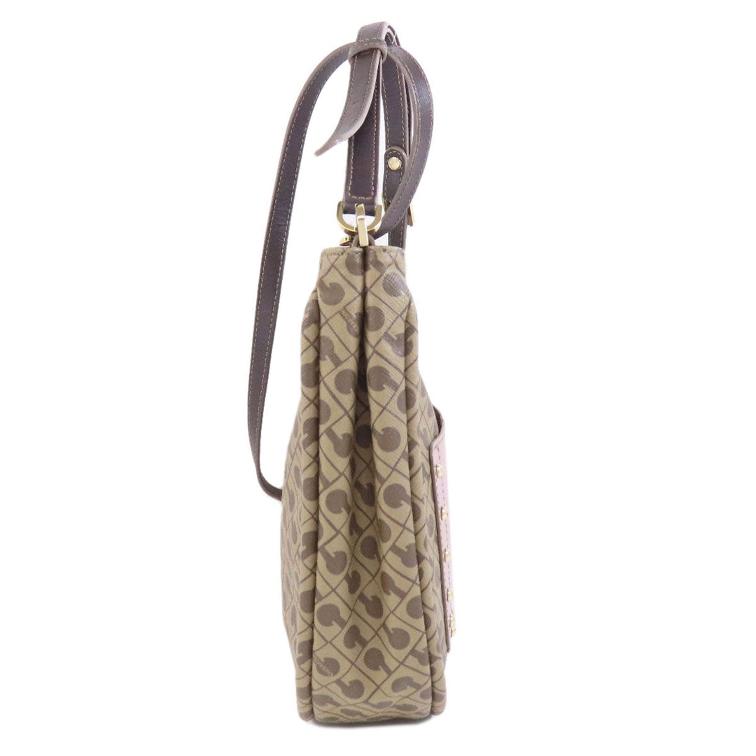 GHERARDINI Shoulder Bag PVC Brown Logo motif Women Used Authentic