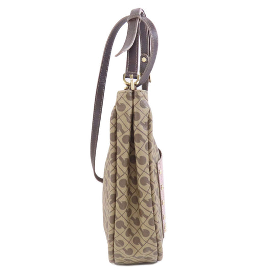 GHERARDINI Shoulder Bag PVC Brown Logo motif Women Used Authentic