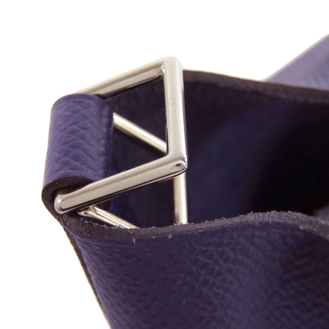 HERMES Handbag Epsom Navy Picotin Lock PM Blue Ankle Trace Silver Metal Women Used Authentic