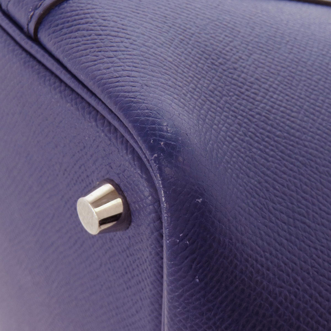 HERMES Handbag Epsom Navy Picotin Lock PM Blue Ankle Trace Silver Metal Women Used Authentic