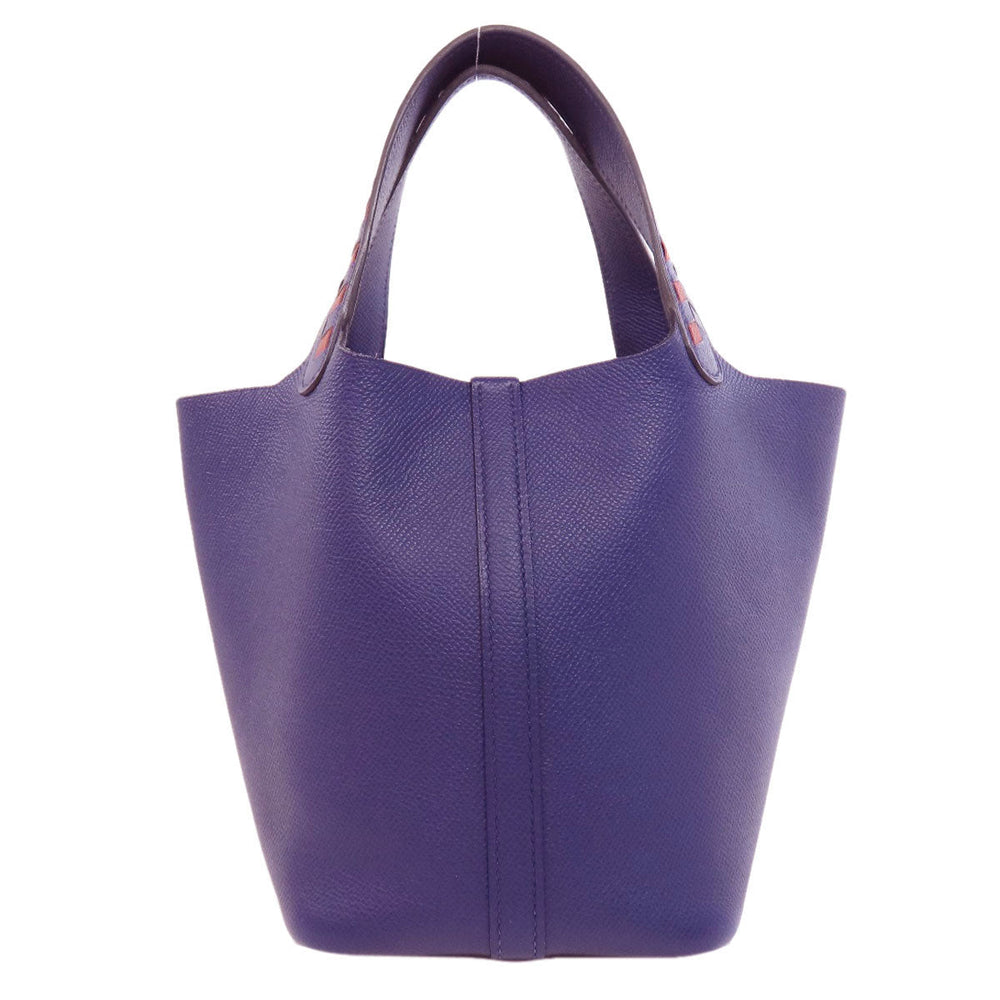 HERMES Handbag Epsom Navy Picotin Lock PM Blue Ankle Trace Silver Metal Women Used Authentic