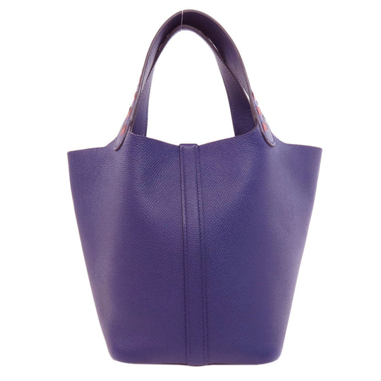 HERMES Handbag Epsom Navy Picotin Lock PM Blue Ankle Trace Silver Metal Women Used Authentic