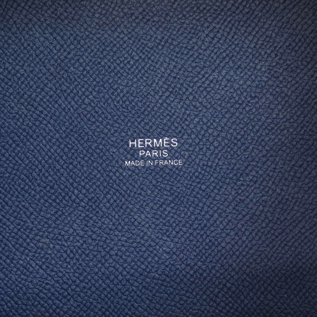 HERMES Handbag Epsom Navy Picotin Lock PM Blue Ankle Trace Silver Metal Women Used Authentic