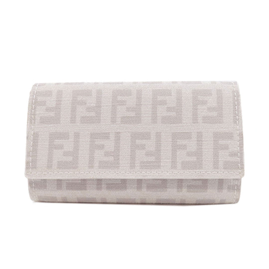 FENDI Key case Key holder  PVC white Zucca Pattern