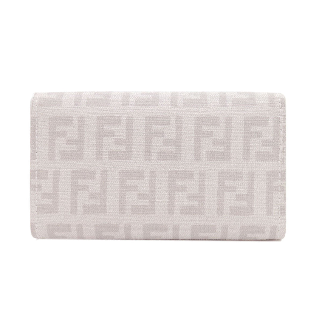 FENDI Key case Key holder  PVC white Zucca Pattern
