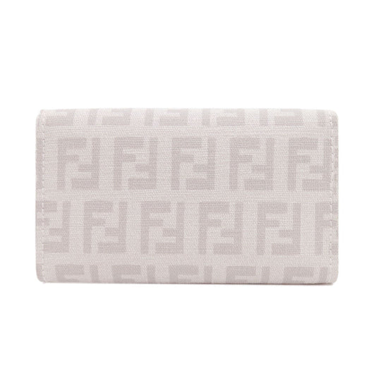 FENDI Key case Key holder  PVC white Zucca Pattern