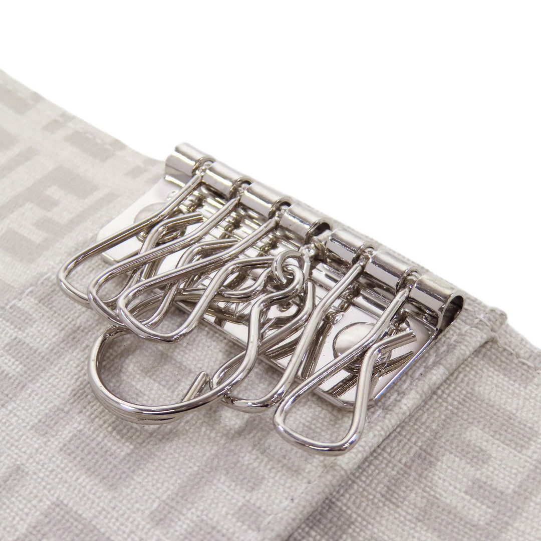 FENDI Key case Key holder  PVC white Zucca Pattern